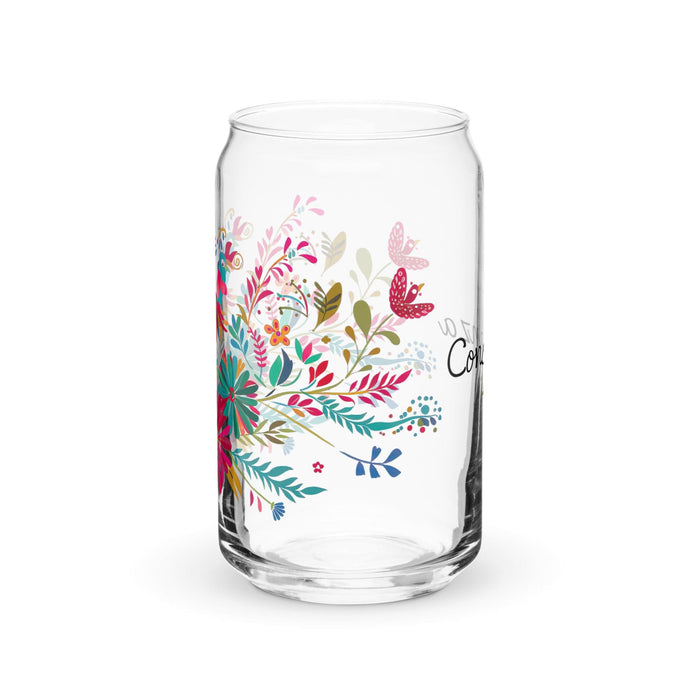 Constanza Exclusive Name Art Piece Can-Shaped Glass Home Office Work Mexican Spanish Pride Gift Cup One-Of-A-Kind Calligraphy Glass | C14 Mexicada