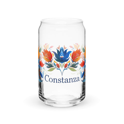 Constanza Exclusive Name Art Piece Can-Shaped Glass Home Office Work Mexican Spanish Pride Gift Cup One-Of-A-Kind Calligraphy Glass | C15 Mexicada 16 oz