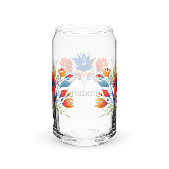 Constanza Exclusive Name Art Piece Can-Shaped Glass Home Office Work Mexican Spanish Pride Gift Cup One-Of-A-Kind Calligraphy Glass | C15 Mexicada