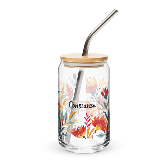 Constanza Exclusive Name Art Piece Can-Shaped Glass Home Office Work Mexican Spanish Pride Gift Cup One-Of-A-Kind Calligraphy Glass | C16 Mexicada 16 oz With Lid & Straw