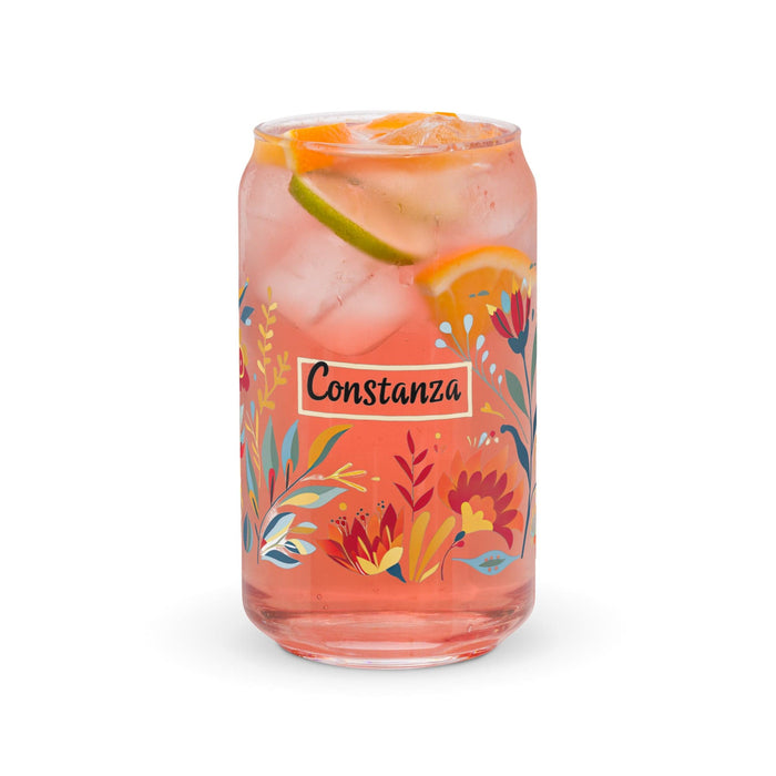 Constanza Exclusive Name Art Piece Can-Shaped Glass Home Office Work Mexican Spanish Pride Gift Cup One-Of-A-Kind Calligraphy Glass | C16 Mexicada