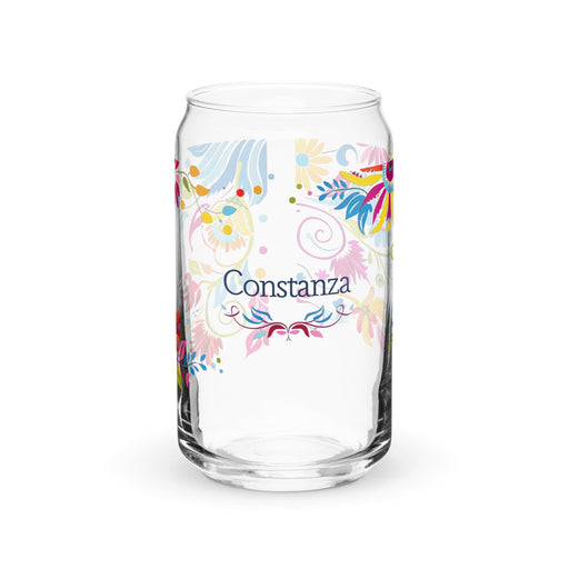 Constanza Exclusive Name Art Piece Can-Shaped Glass Home Office Work Mexican Spanish Pride Gift Cup One-Of-A-Kind Calligraphy Glass | C17 Mexicada 16 oz