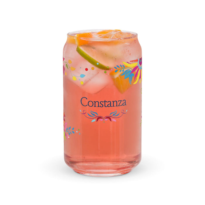 Constanza Exclusive Name Art Piece Can-Shaped Glass Home Office Work Mexican Spanish Pride Gift Cup One-Of-A-Kind Calligraphy Glass | C17 Mexicada