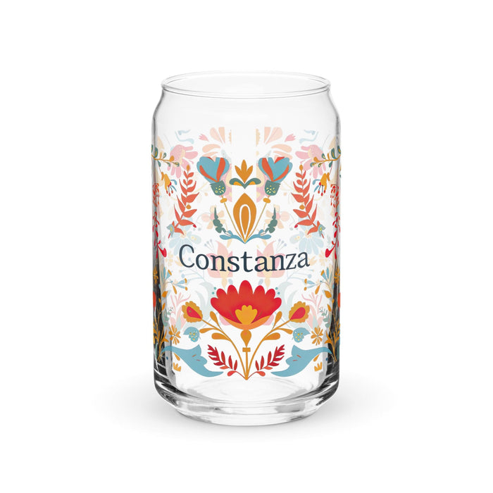 Constanza Exclusive Name Art Piece Can-Shaped Glass Home Office Work Mexican Spanish Pride Gift Cup One-Of-A-Kind Calligraphy Glass | C18 Mexicada 16 oz