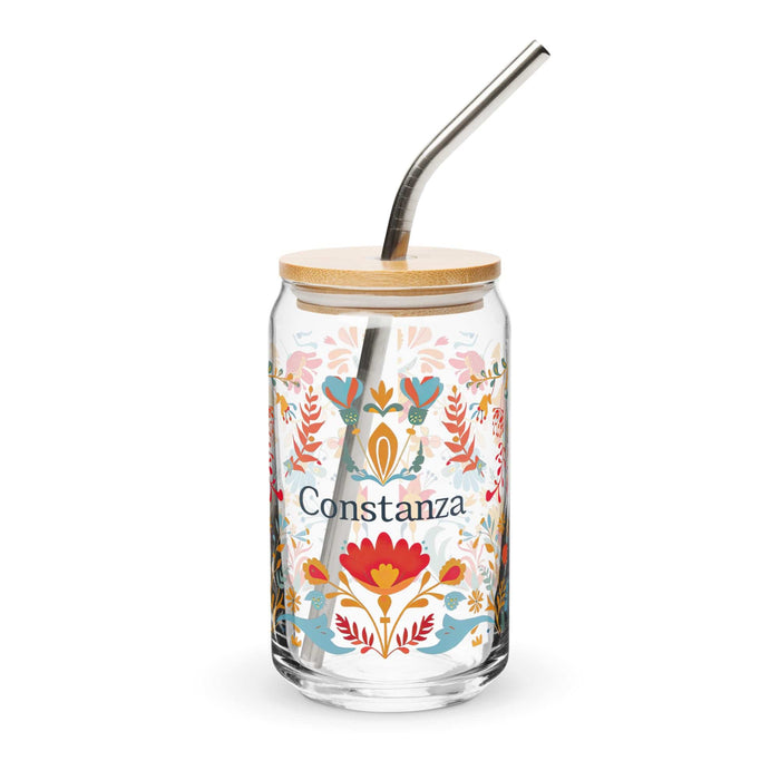 Constanza Exclusive Name Art Piece Can-Shaped Glass Home Office Work Mexican Spanish Pride Gift Cup One-Of-A-Kind Calligraphy Glass | C18 Mexicada 16 oz With Lid & Straw