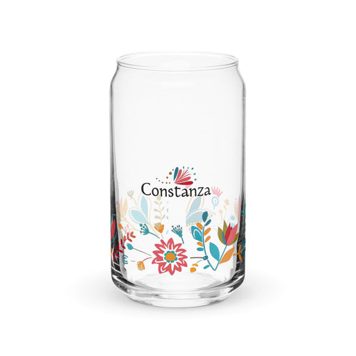 Constanza Exclusive Name Art Piece Can-Shaped Glass Home Office Work Mexican Spanish Pride Gift Cup One-Of-A-Kind Calligraphy Glass | C19 Mexicada 16 oz