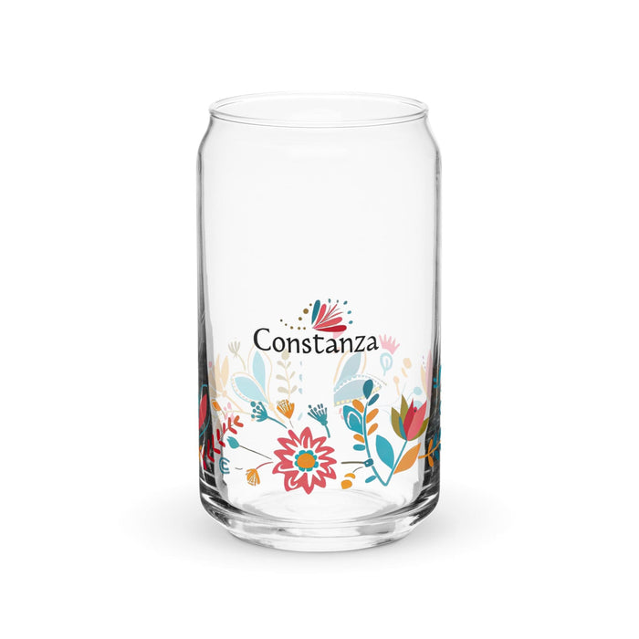 Constanza Exclusive Name Art Piece Can-Shaped Glass Home Office Work Mexican Spanish Pride Gift Cup One-Of-A-Kind Calligraphy Glass | C19 Mexicada 16 oz