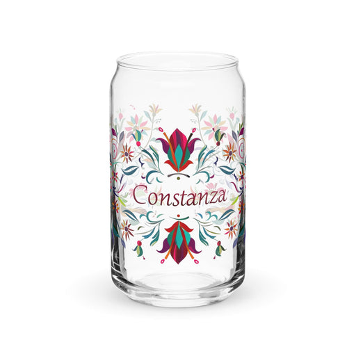 Constanza Exclusive Name Art Piece Can-Shaped Glass Home Office Work Mexican Spanish Pride Gift Cup One-Of-A-Kind Calligraphy Glass | C2 Mexicada 16 oz