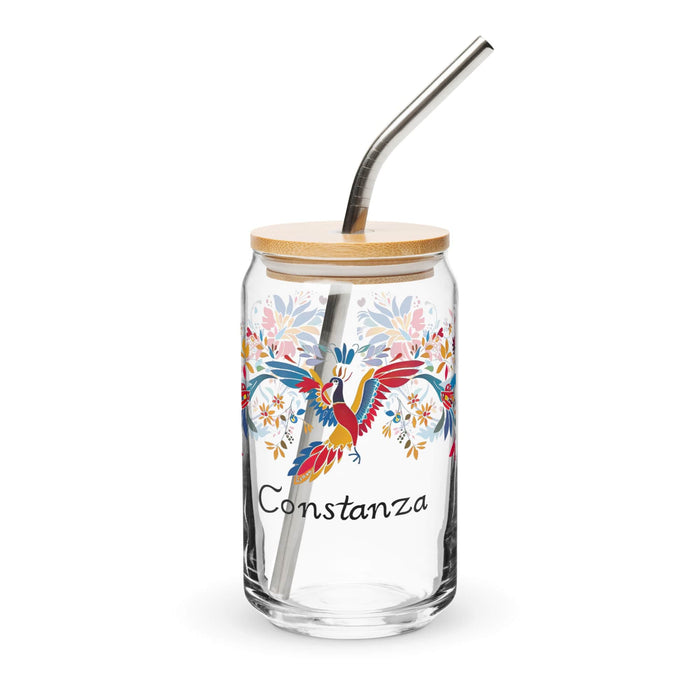 Constanza Exclusive Name Art Piece Can-Shaped Glass Home Office Work Mexican Spanish Pride Gift Cup One-Of-A-Kind Calligraphy Glass | C21 Mexicada 16 oz With Lid & Straw