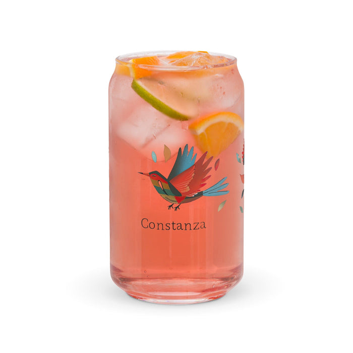 Constanza Exclusive Name Art Piece Can-Shaped Glass Home Office Work Mexican Spanish Pride Gift Cup One-Of-A-Kind Calligraphy Glass | C22 Mexicada