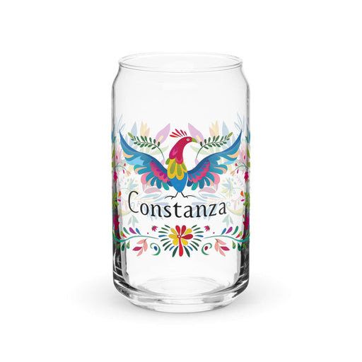 Constanza Exclusive Name Art Piece Can-Shaped Glass Home Office Work Mexican Spanish Pride Gift Cup One-Of-A-Kind Calligraphy Glass | C23 Mexicada 16 oz