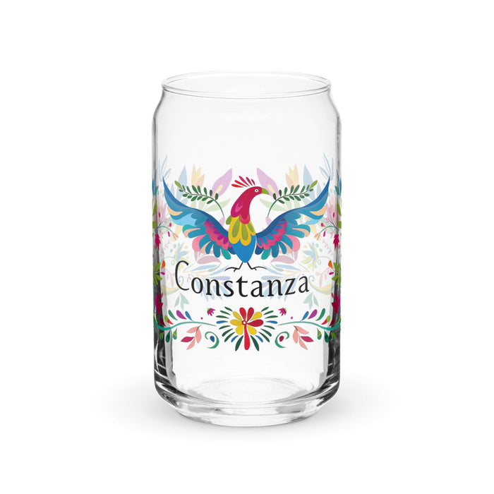 Constanza Exclusive Name Art Piece Can-Shaped Glass Home Office Work Mexican Spanish Pride Gift Cup One-Of-A-Kind Calligraphy Glass | C23 Mexicada 16 oz