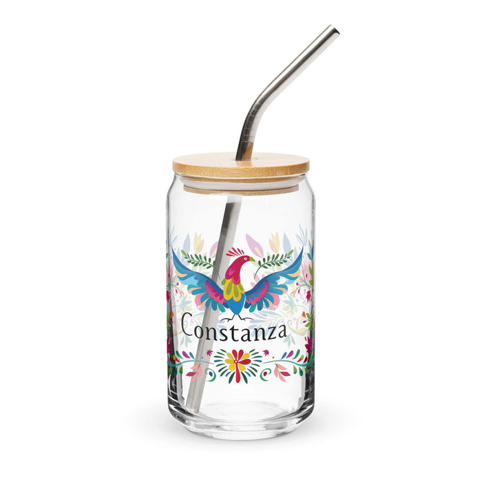 Constanza Exclusive Name Art Piece Can-Shaped Glass Home Office Work Mexican Spanish Pride Gift Cup One-Of-A-Kind Calligraphy Glass | C23 Mexicada 16 oz With Lid & Straw