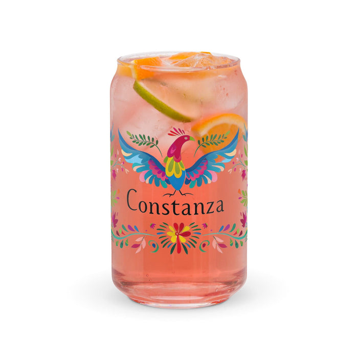 Constanza Exclusive Name Art Piece Can-Shaped Glass Home Office Work Mexican Spanish Pride Gift Cup One-Of-A-Kind Calligraphy Glass | C23 Mexicada