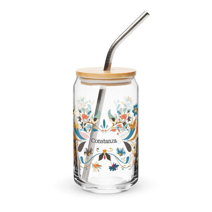 Constanza Exclusive Name Art Piece Can-Shaped Glass Home Office Work Mexican Spanish Pride Gift Cup One-Of-A-Kind Calligraphy Glass | C24 Mexicada 16 oz With Lid & Straw