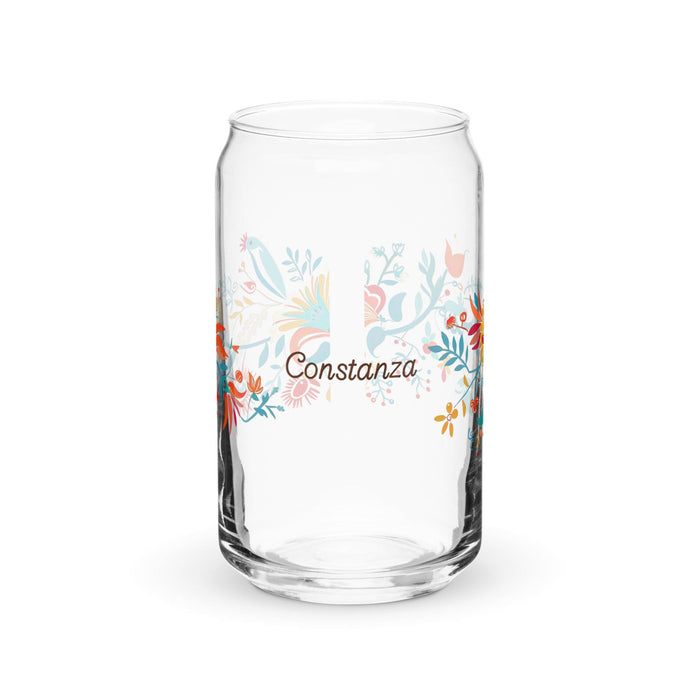 Constanza Exclusive Name Art Piece Can-Shaped Glass Home Office Work Mexican Spanish Pride Gift Cup One-Of-A-Kind Calligraphy Glass | C26 Mexicada 16 oz