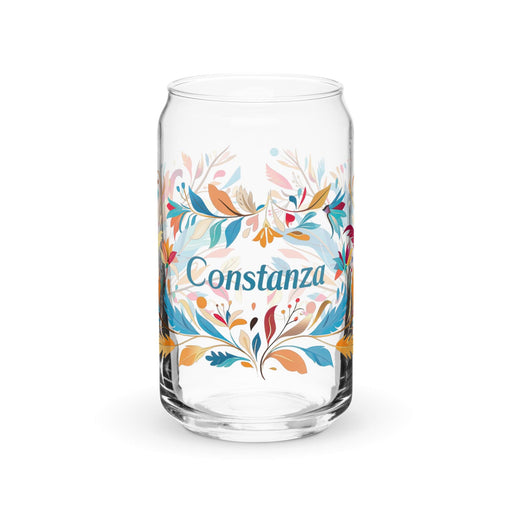 Constanza Exclusive Name Art Piece Can-Shaped Glass Home Office Work Mexican Spanish Pride Gift Cup One-Of-A-Kind Calligraphy Glass | C6 Mexicada 16 oz