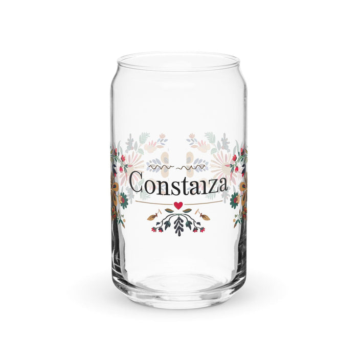 Constanza Exclusive Name Art Piece Can-Shaped Glass Home Office Work Mexican Spanish Pride Gift Cup One-Of-A-Kind Calligraphy Glass | C8 Mexicada 16 oz