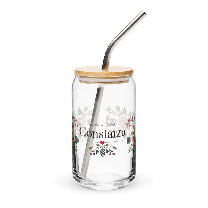 Constanza Exclusive Name Art Piece Can-Shaped Glass Home Office Work Mexican Spanish Pride Gift Cup One-Of-A-Kind Calligraphy Glass | C8 Mexicada 16 oz With Lid & Straw