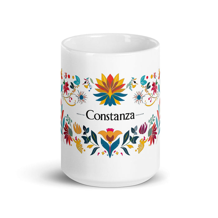 Constanza Exclusive Name Art Piece Home Office Work Coffee Mug Mexican Spanish Pride Gift Cup One-Of-A-Kind Calligraphy White Glossy Mug | C1 Mexicada