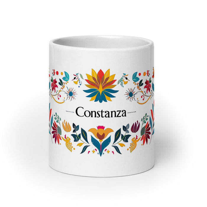 Constanza Exclusive Name Art Piece Home Office Work Coffee Mug Mexican Spanish Pride Gift Cup One-Of-A-Kind Calligraphy White Glossy Mug | C1 Mexicada