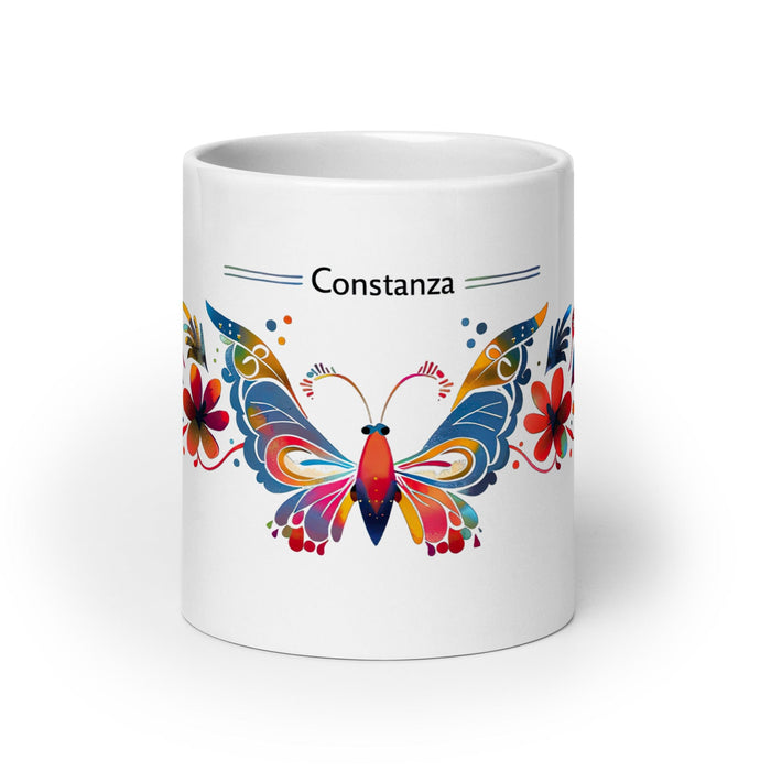 Constanza Exclusive Name Art Piece Home Office Work Coffee Mug Mexican Spanish Pride Gift Cup One-Of-A-Kind Calligraphy White Glossy Mug | C10 Mexicada