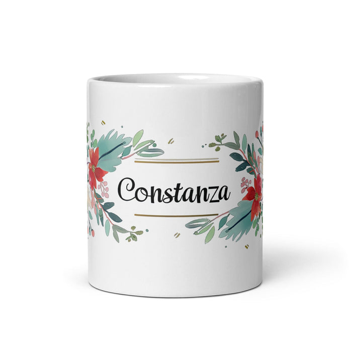 Constanza Exclusive Name Art Piece Home Office Work Coffee Mug Mexican Spanish Pride Gift Cup One-Of-A-Kind Calligraphy White Glossy Mug | C11 Mexicada