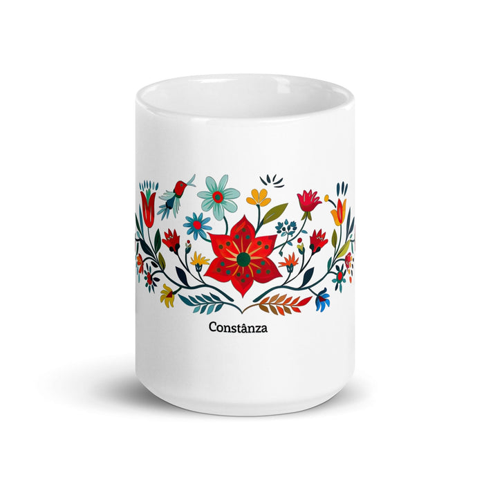 Constanza Exclusive Name Art Piece Home Office Work Coffee Mug Mexican Spanish Pride Gift Cup One-Of-A-Kind Calligraphy White Glossy Mug | C12 Mexicada