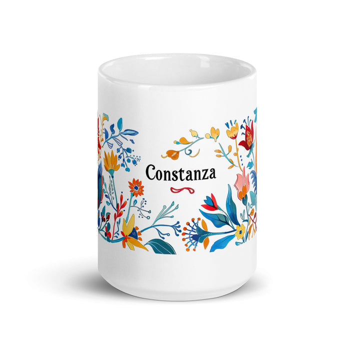 Constanza Exclusive Name Art Piece Home Office Work Coffee Mug Mexican Spanish Pride Gift Cup One-Of-A-Kind Calligraphy White Glossy Mug | C13 Mexicada