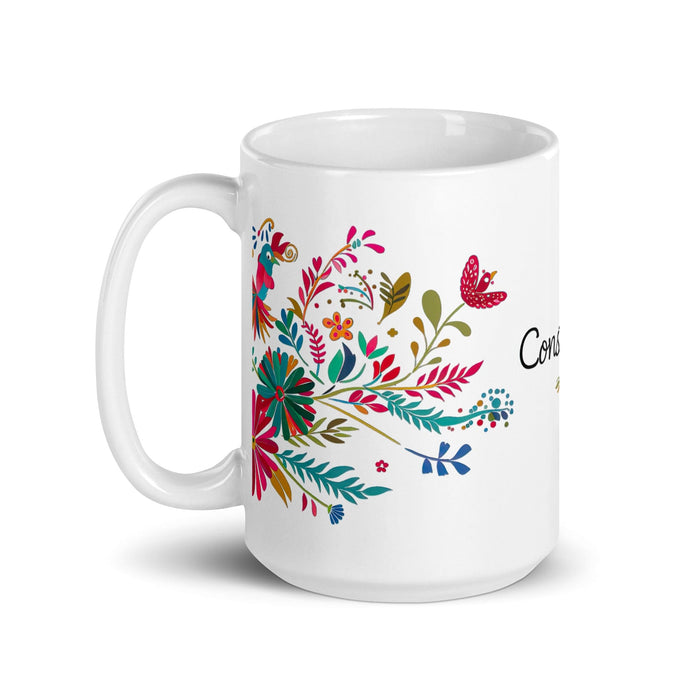 Constanza Exclusive Name Art Piece Home Office Work Coffee Mug Mexican Spanish Pride Gift Cup One-Of-A-Kind Calligraphy White Glossy Mug | C14 Mexicada