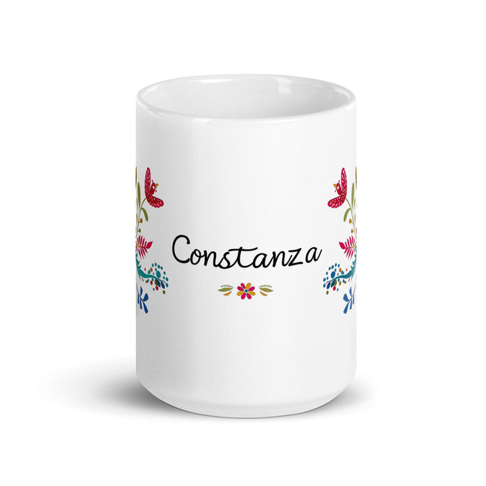 Constanza Exclusive Name Art Piece Home Office Work Coffee Mug Mexican Spanish Pride Gift Cup One-Of-A-Kind Calligraphy White Glossy Mug | C14 Mexicada