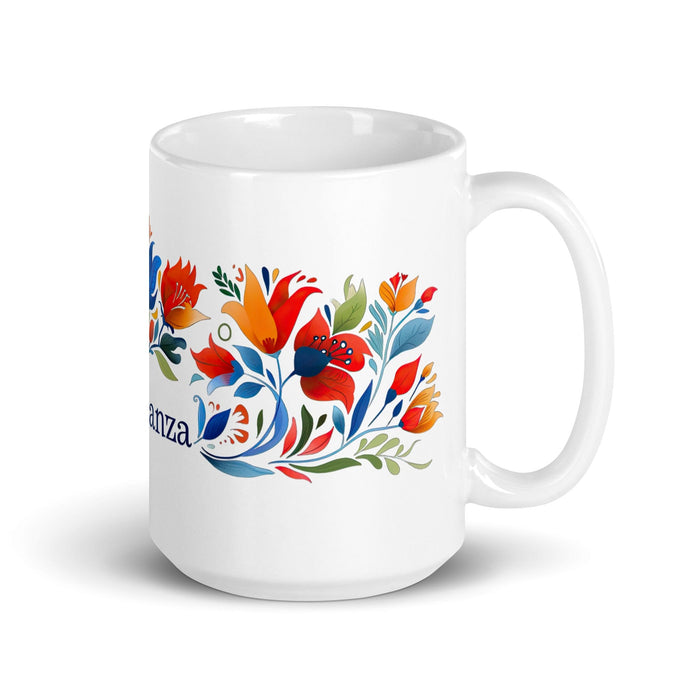 Constanza Exclusive Name Art Piece Home Office Work Coffee Mug Mexican Spanish Pride Gift Cup One-Of-A-Kind Calligraphy White Glossy Mug | C15 Mexicada 15 oz