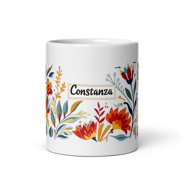 Constanza Exclusive Name Art Piece Home Office Work Coffee Mug Mexican Spanish Pride Gift Cup One-Of-A-Kind Calligraphy White Glossy Mug | C16 Mexicada