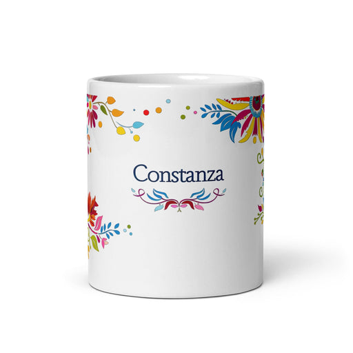 Constanza Exclusive Name Art Piece Home Office Work Coffee Mug Mexican Spanish Pride Gift Cup One-Of-A-Kind Calligraphy White Glossy Mug | C17 Mexicada