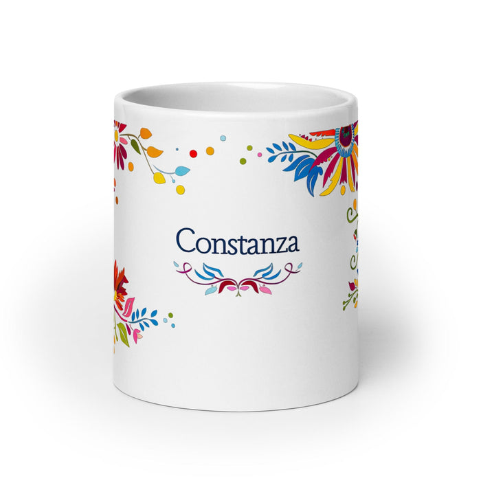 Constanza Exclusive Name Art Piece Home Office Work Coffee Mug Mexican Spanish Pride Gift Cup One-Of-A-Kind Calligraphy White Glossy Mug | C17 Mexicada