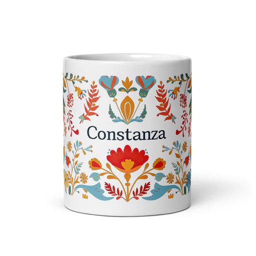 Constanza Exclusive Name Art Piece Home Office Work Coffee Mug Mexican Spanish Pride Gift Cup One-Of-A-Kind Calligraphy White Glossy Mug | C18 Mexicada