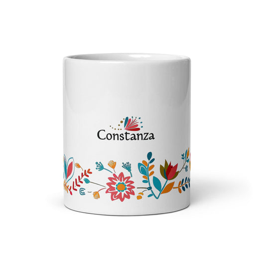 Constanza Exclusive Name Art Piece Home Office Work Coffee Mug Mexican Spanish Pride Gift Cup One-Of-A-Kind Calligraphy White Glossy Mug | C19 Mexicada