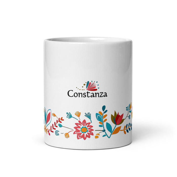 Constanza Exclusive Name Art Piece Home Office Work Coffee Mug Mexican Spanish Pride Gift Cup One-Of-A-Kind Calligraphy White Glossy Mug | C19 Mexicada