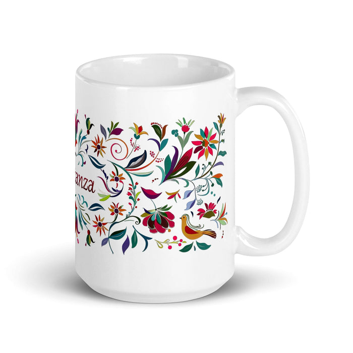 Constanza Exclusive Name Art Piece Home Office Work Coffee Mug Mexican Spanish Pride Gift Cup One-Of-A-Kind Calligraphy White Glossy Mug | C2 Mexicada 15 oz