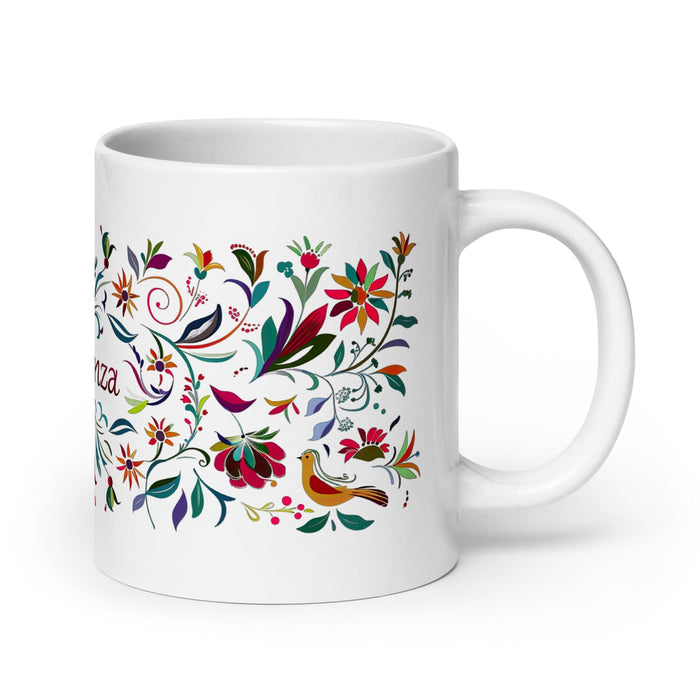 Constanza Exclusive Name Art Piece Home Office Work Coffee Mug Mexican Spanish Pride Gift Cup One-Of-A-Kind Calligraphy White Glossy Mug | C2 Mexicada 20 oz