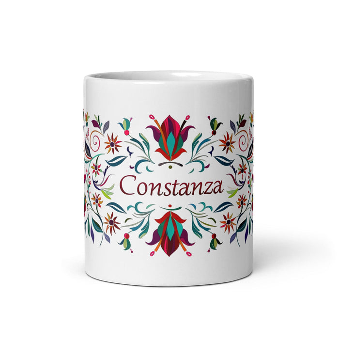 Constanza Exclusive Name Art Piece Home Office Work Coffee Mug Mexican Spanish Pride Gift Cup One-Of-A-Kind Calligraphy White Glossy Mug | C2 Mexicada