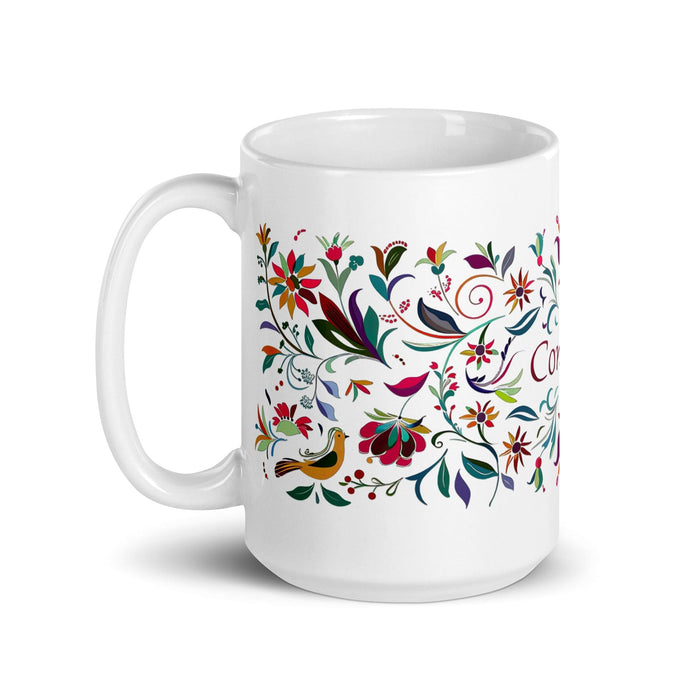 Constanza Exclusive Name Art Piece Home Office Work Coffee Mug Mexican Spanish Pride Gift Cup One-Of-A-Kind Calligraphy White Glossy Mug | C2 Mexicada