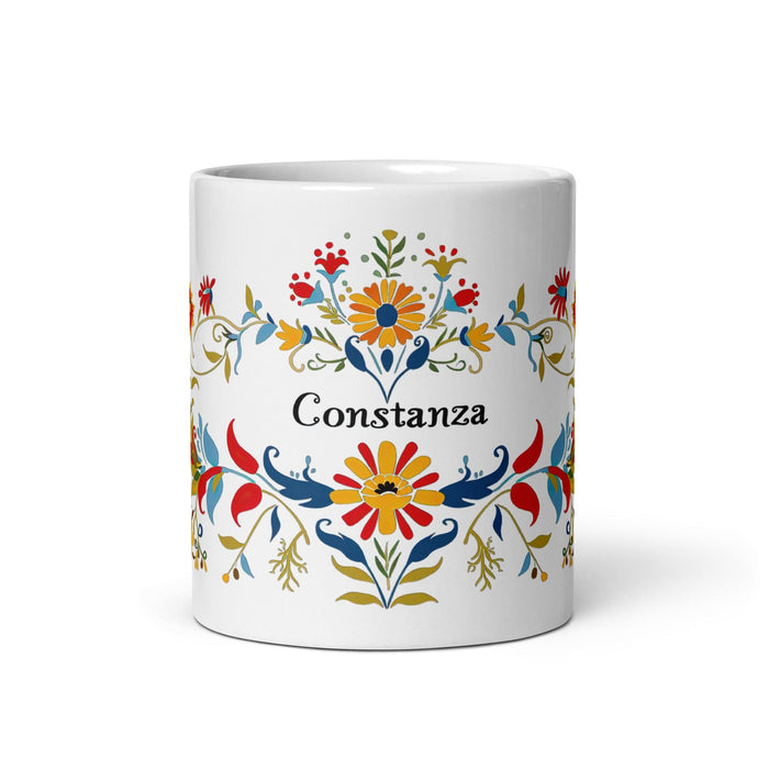 Constanza Exclusive Name Art Piece Home Office Work Coffee Mug Mexican Spanish Pride Gift Cup One-Of-A-Kind Calligraphy White Glossy Mug | C20 Mexicada