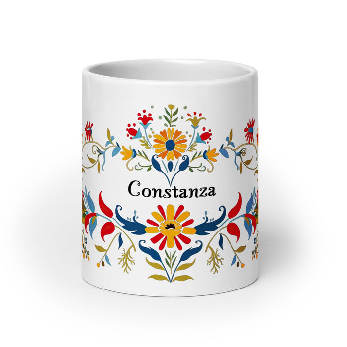 Constanza Exclusive Name Art Piece Home Office Work Coffee Mug Mexican Spanish Pride Gift Cup One-Of-A-Kind Calligraphy White Glossy Mug | C20 Mexicada