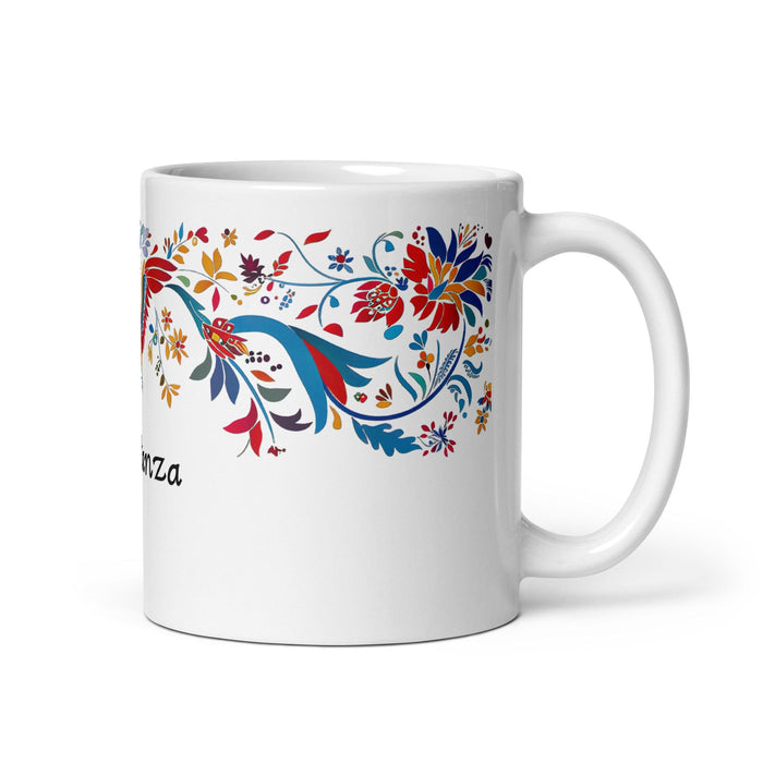 Constanza Exclusive Name Art Piece Home Office Work Coffee Mug Mexican Spanish Pride Gift Cup One-Of-A-Kind Calligraphy White Glossy Mug | C21 Mexicada 11 oz