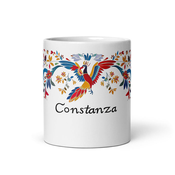 Constanza Exclusive Name Art Piece Home Office Work Coffee Mug Mexican Spanish Pride Gift Cup One-Of-A-Kind Calligraphy White Glossy Mug | C21 Mexicada