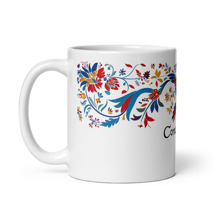 Constanza Exclusive Name Art Piece Home Office Work Coffee Mug Mexican Spanish Pride Gift Cup One-Of-A-Kind Calligraphy White Glossy Mug | C21 Mexicada