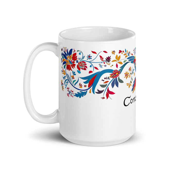 Constanza Exclusive Name Art Piece Home Office Work Coffee Mug Mexican Spanish Pride Gift Cup One-Of-A-Kind Calligraphy White Glossy Mug | C21 Mexicada