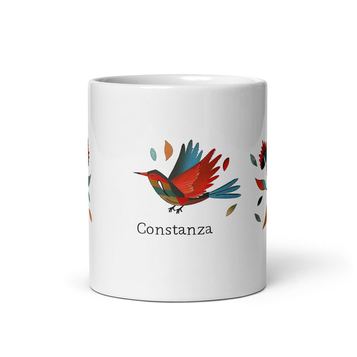 Constanza Exclusive Name Art Piece Home Office Work Coffee Mug Mexican Spanish Pride Gift Cup One-Of-A-Kind Calligraphy White Glossy Mug | C22 Mexicada