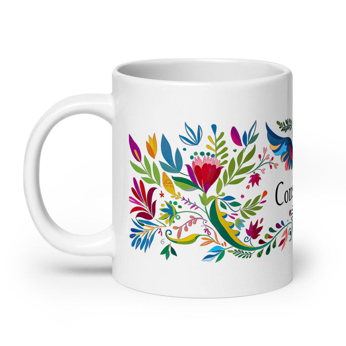 Constanza Exclusive Name Art Piece Home Office Work Coffee Mug Mexican Spanish Pride Gift Cup One-Of-A-Kind Calligraphy White Glossy Mug | C23 Mexicada